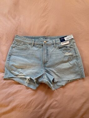 Old Navy OG Straight Light Blue Distressed Denim Shorts Size 14